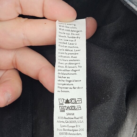 Spanx Stretch Mid Rise Twill Jogger Pants Black Wash Camo Women's Size M Cargo - Picture 9 of 13